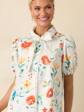 PROSPERINA PROSPERINA WILLOW MULTI FLORAL PRINT COTTON TOP